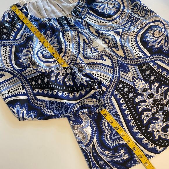 Joseph Ribkoff Vintage Retro Top Womens Size 8 Blue Swirl Keyhole Career Blouse - Picture 7 of 7